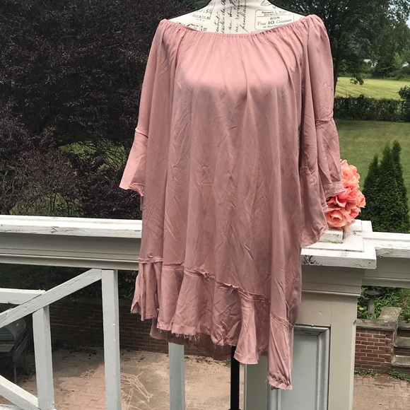 🌸 ELAN Cover-up Off Shoulder Raw Edge Tunic OS - Picture 2 of 8